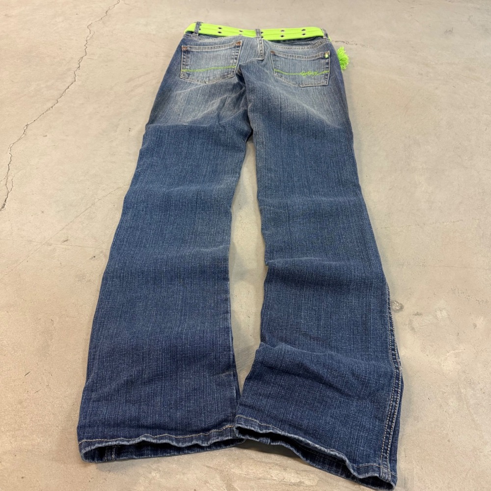 2000s y2k women's southpole bootcut flared belted jeans